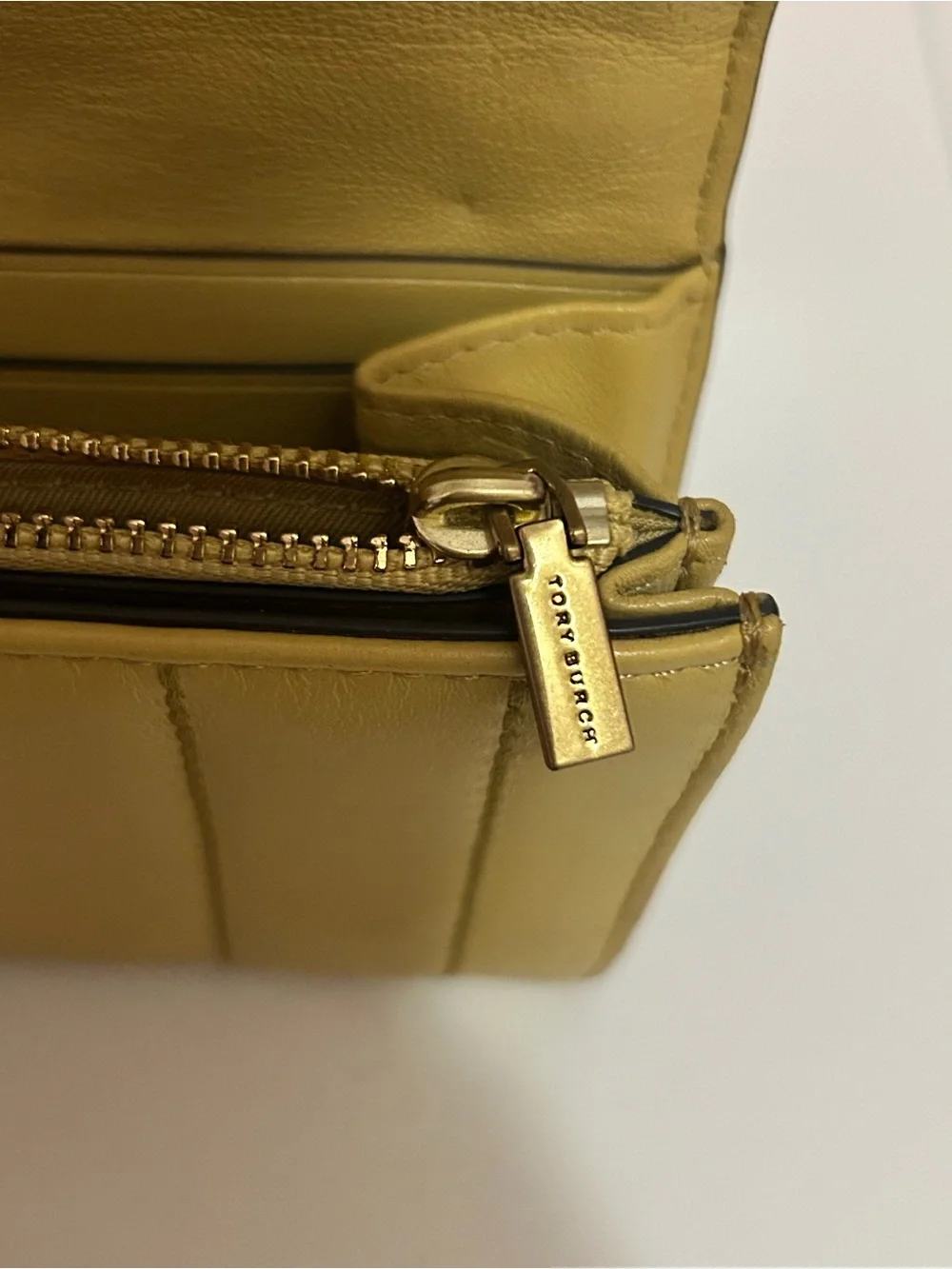 Tory Burch Kira Quilted Envelope Wallet - Mustard Yellow Leather